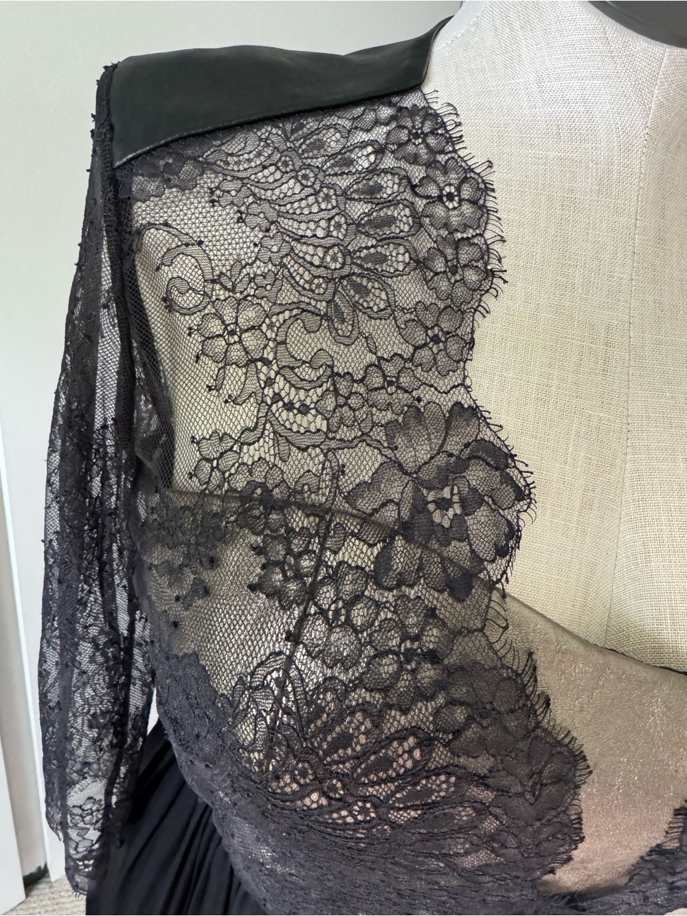 Catherine Deane Lace Leather Silk Dress 12 - Picture 4 of 11